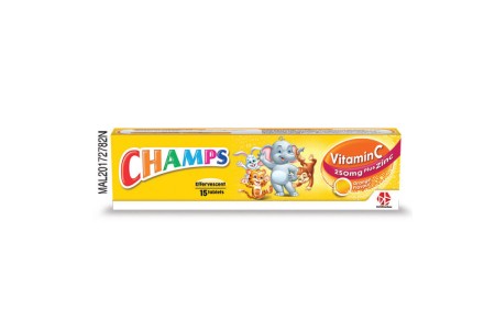 CHAMPS EFFERVESCENT VIT C PLUS ZINC 15's (EXP:31/12/2025)